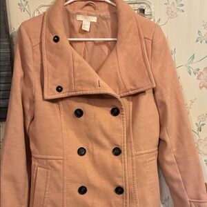 H&M Women's Double-Breasted Pink Pea Coat
